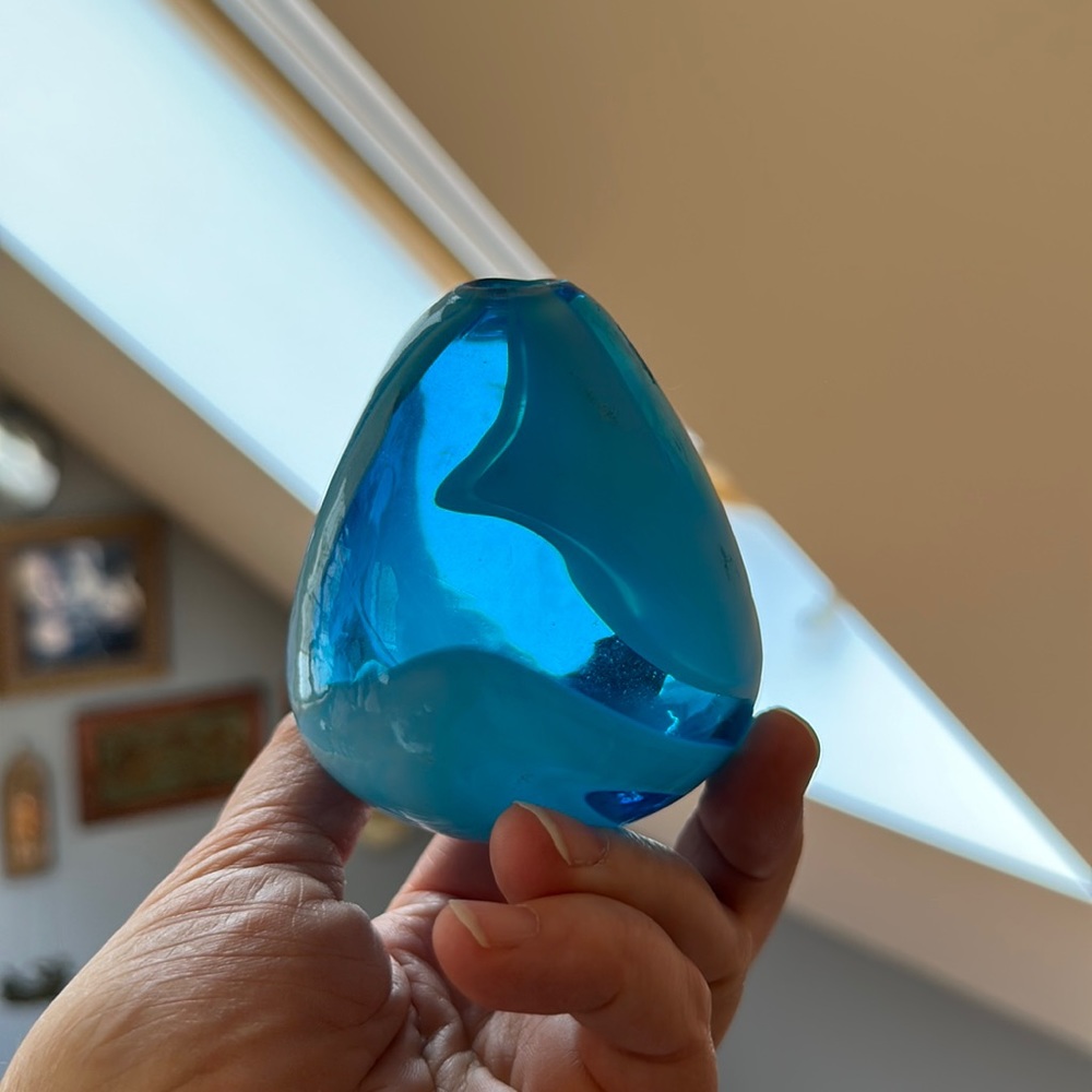 Hand Made Blue Swirls Bud Vase - Picture 6 of 8
